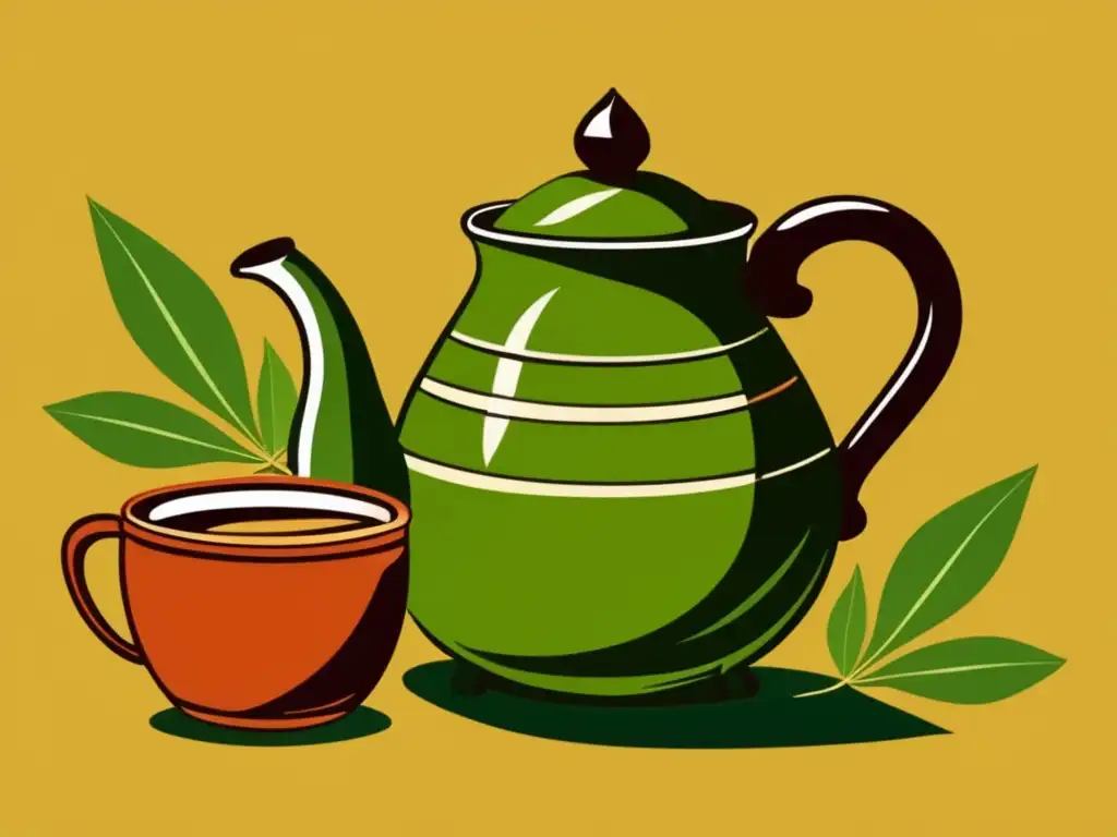 Ilustración vintage de un gaucho con yerba mate - Beneficios de la yerba mate para la longevidad