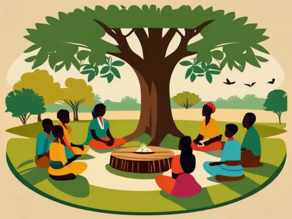 Grupo disfrutando tereré bajo árbol, reflejando cultura y naturaleza - Beneficios del tereré para la salud