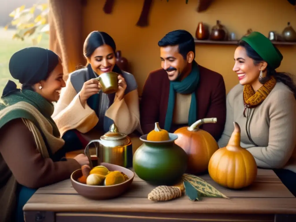 Grupo disfrutando mate: sociabilidad y tradición (Beneficios para la salud del mate)