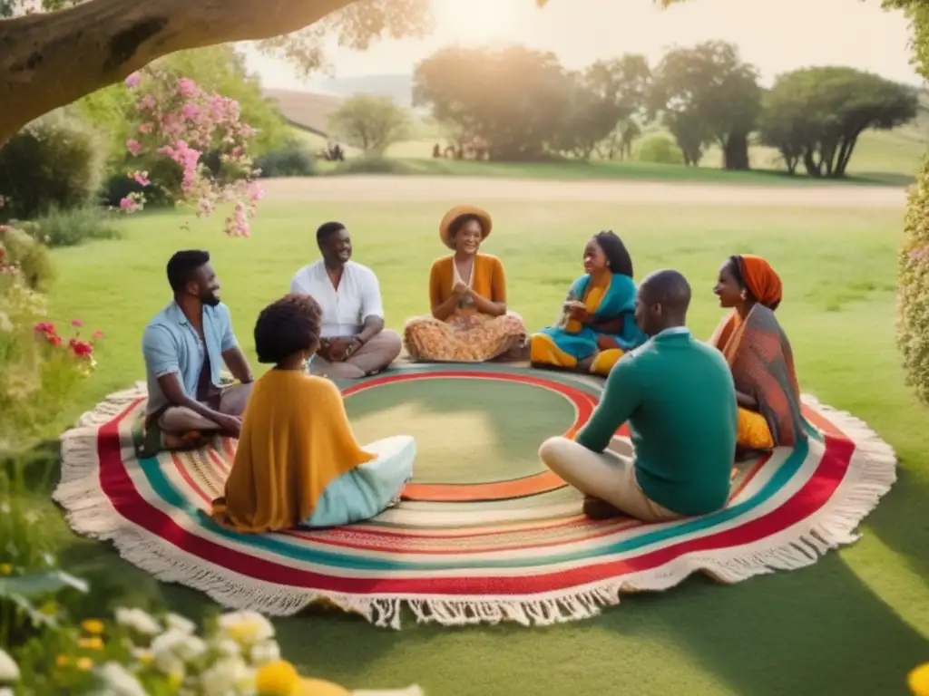 Un grupo de personas disfrutando de una tradicional reunión de mate al aire libre, resaltando la importancia del liderazgo en la cultura del mate