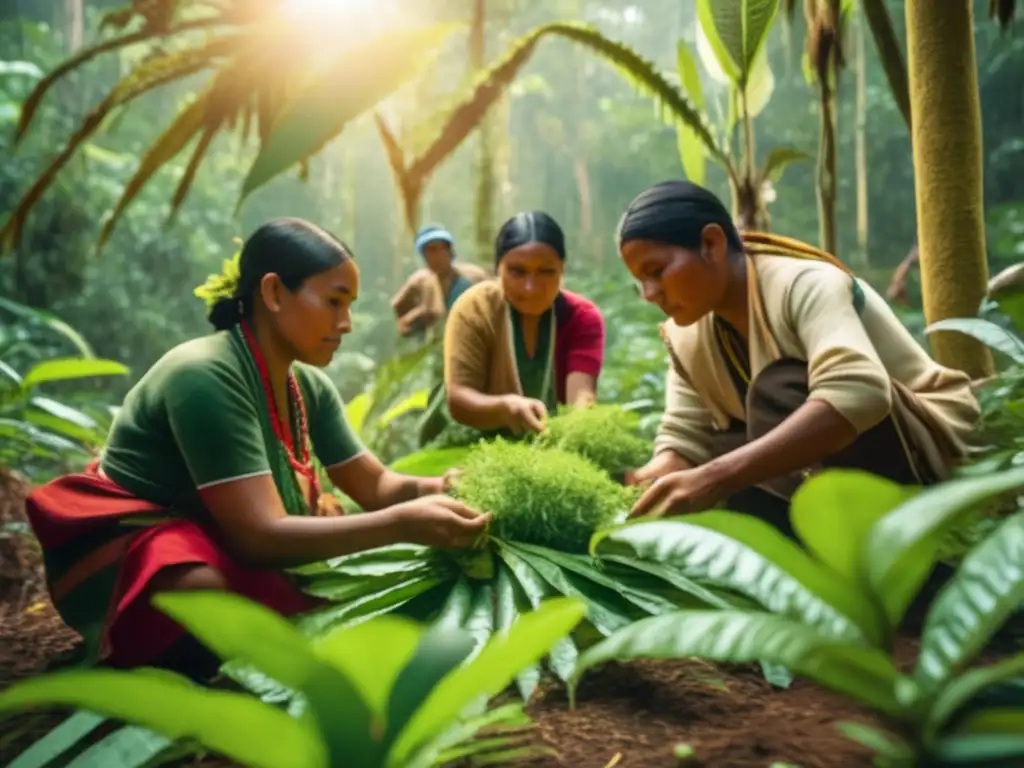 Guaraní cosechando yerba mate en la selva: beneficios suplemento dietético