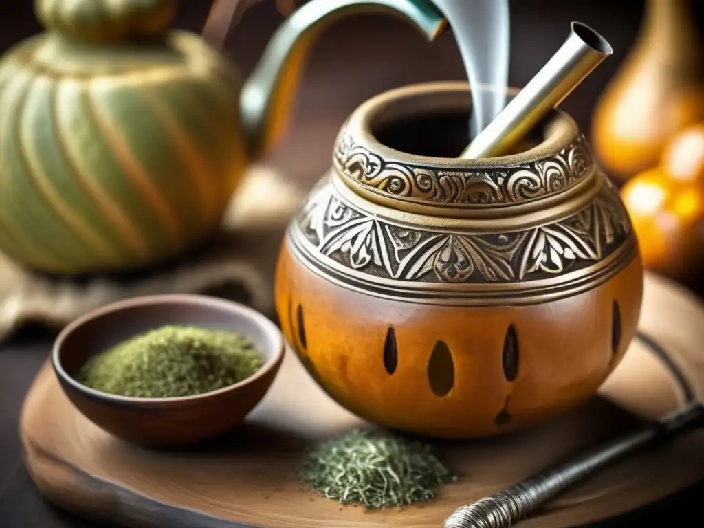 Imagen: Mate antiguo con bombilla, té ámbar y beneficios postentrenamiento