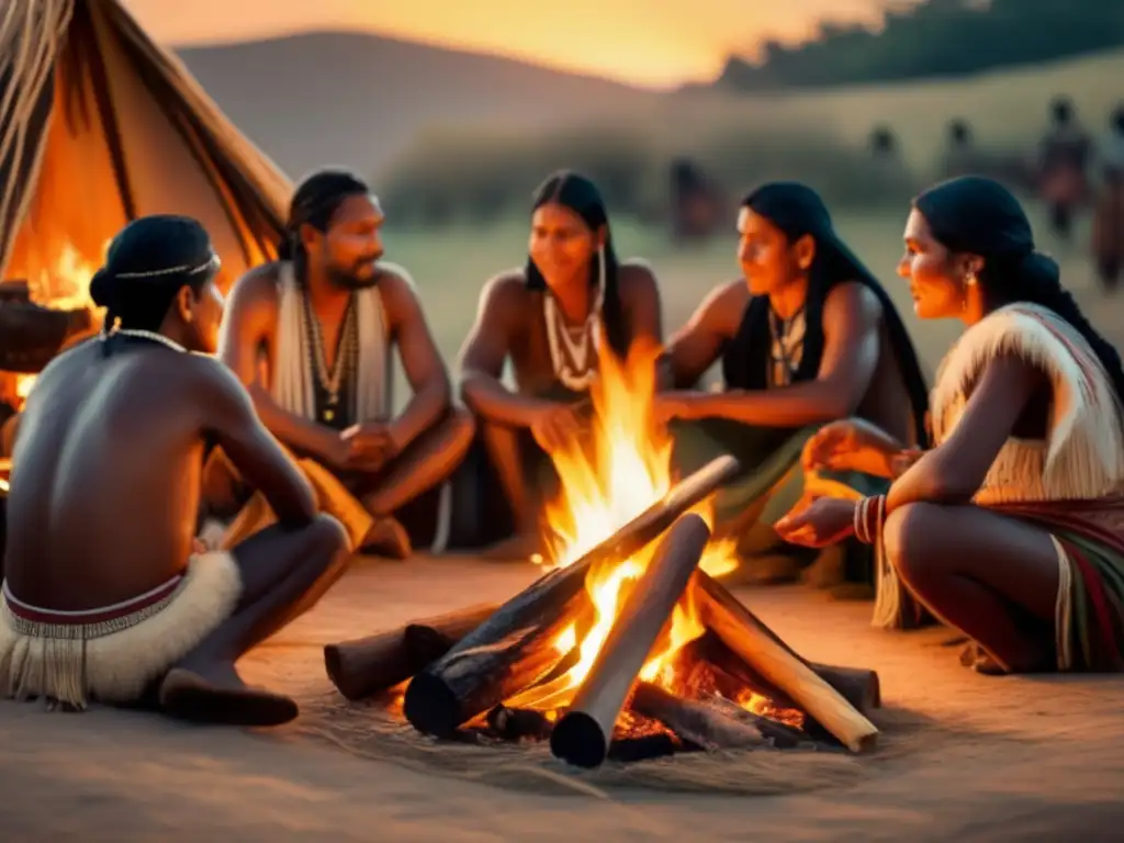 Imagen de personas indígenas compartiendo mate en un ritual ancestral