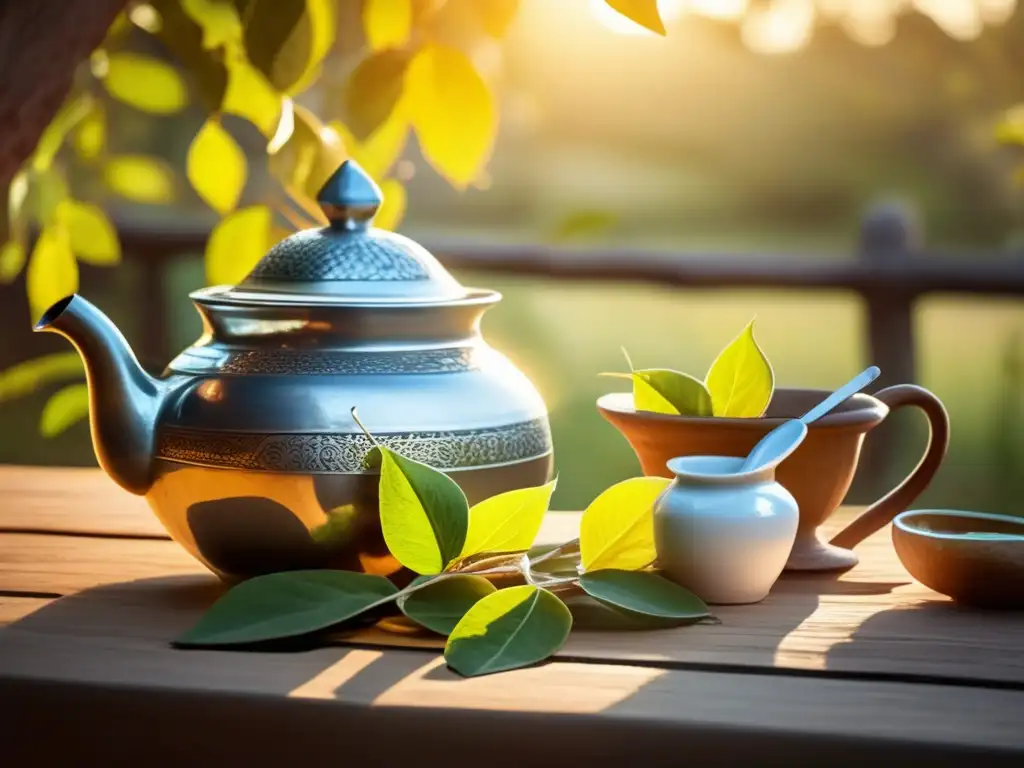 Imagen de la región del Río de la Plata con mesa tradicional de mate: Ansiedad y mate: efecto calmante natural