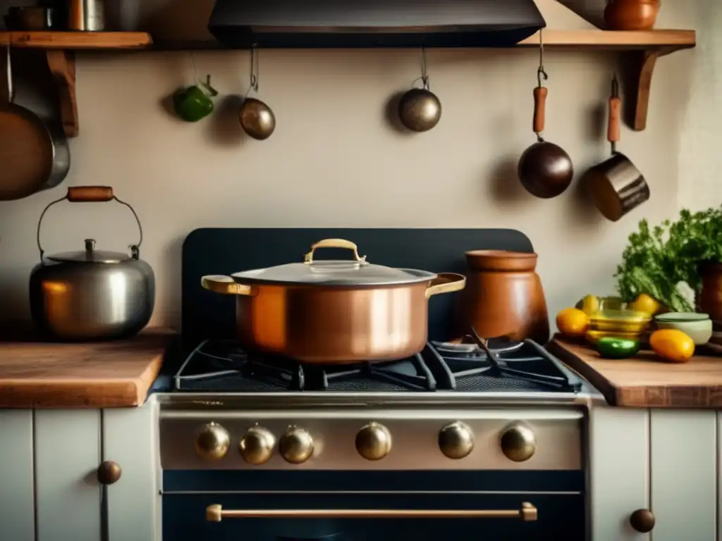 Imagen vintage de una escena de cocina rústica con una olla hirviendo: Reducciones de mate para cocinar