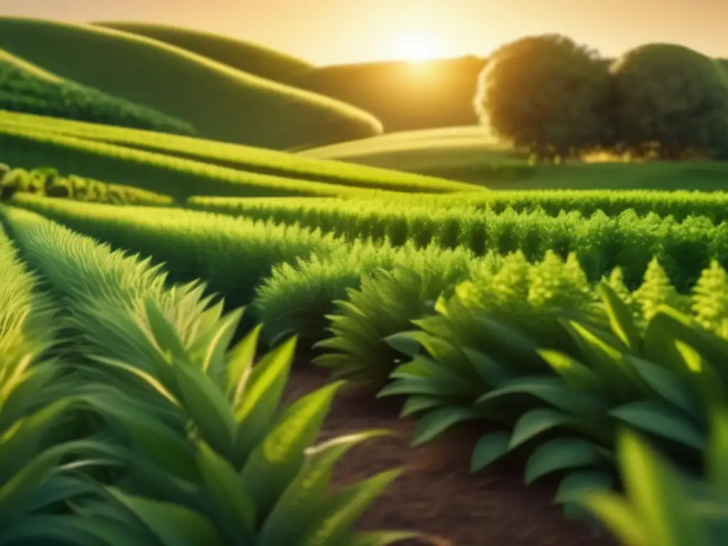 Imagen de yerbas compuestas saborizadas con mínimo impacto ambiental en un campo verde y soleado