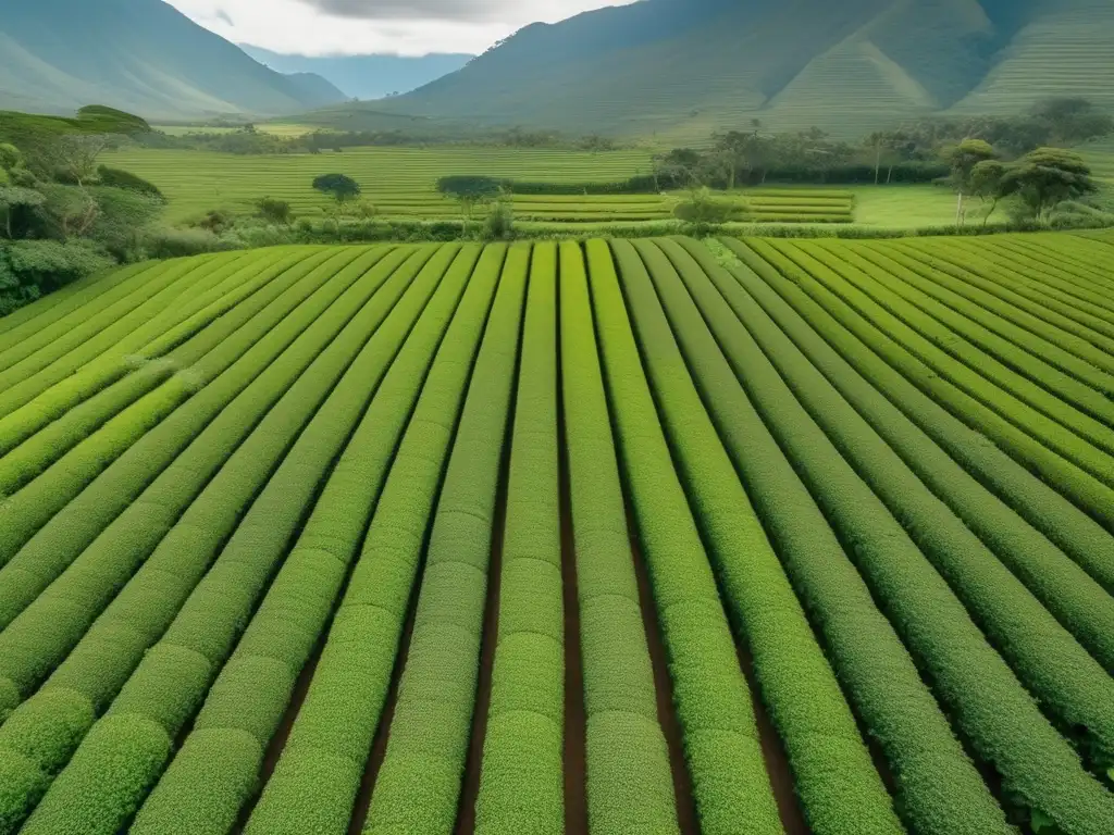 Impacto económico del cultivo de yerba mate: Plantación vintage de yerba mate en el exuberante campo sudamericano