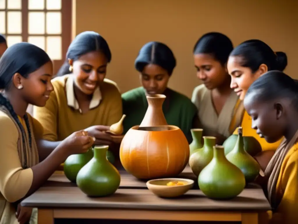 Importancia del mate en rituales culturales: estudiantes compartiendo mate en aula