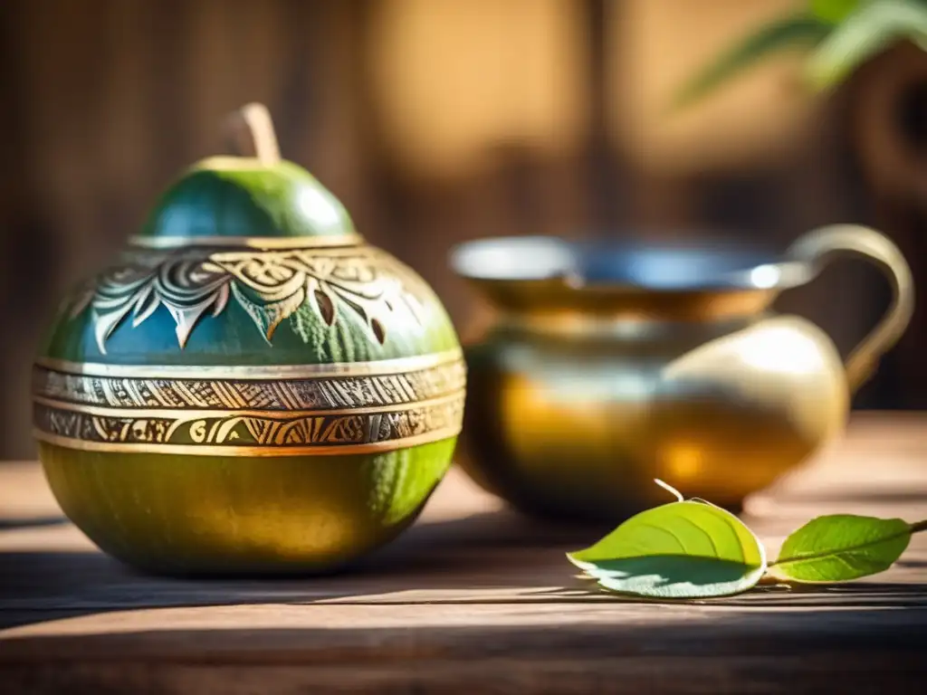 Importancia de los rituales del mate: Gourd, yerba mate, alfajores y bombilla en escena vintage