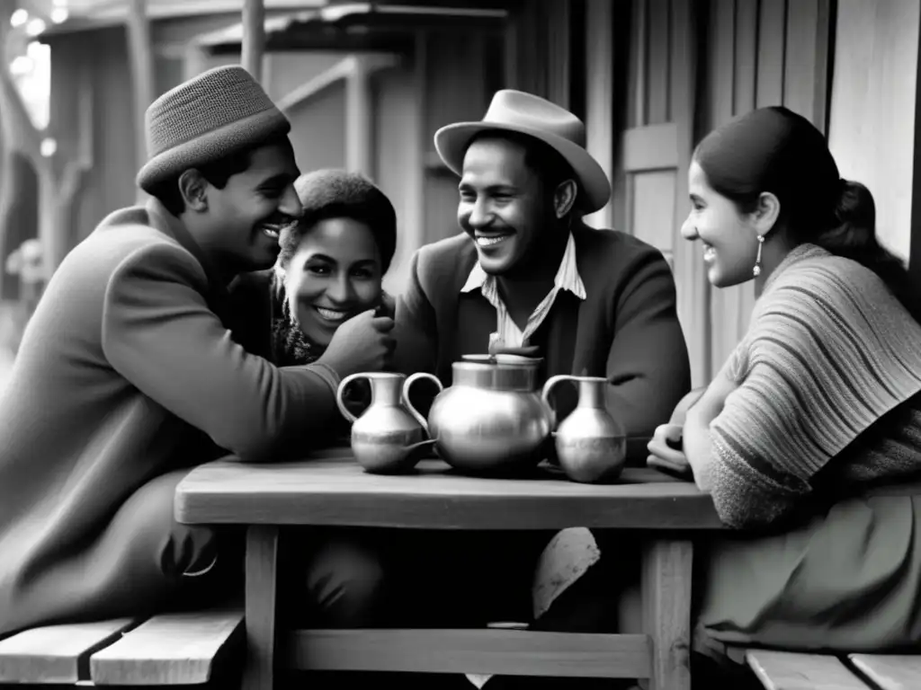 Influencia cultural del mate en Alemania: amigos disfrutan de una animada conversación alrededor de una mesa con mate