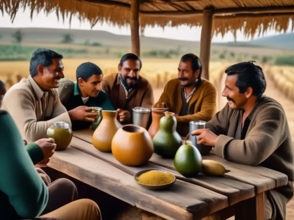 Influencia cultural del mate en la región: una reunión tradicional rioplatense con mate, conversaciones y calidez