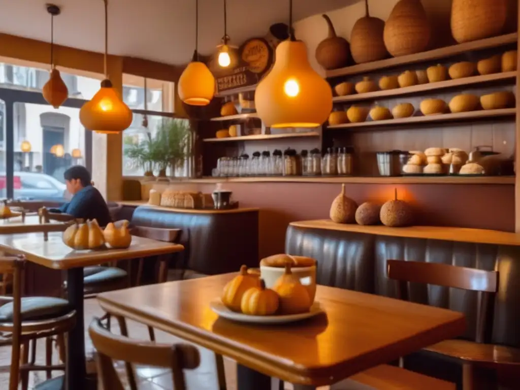 Interior acogedor de café vintage con tradición del mate en el turismo