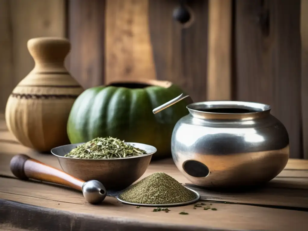 Maridaje de comida asiática con mate - Escena tradicional de preparación de mate con una galleta de arroz