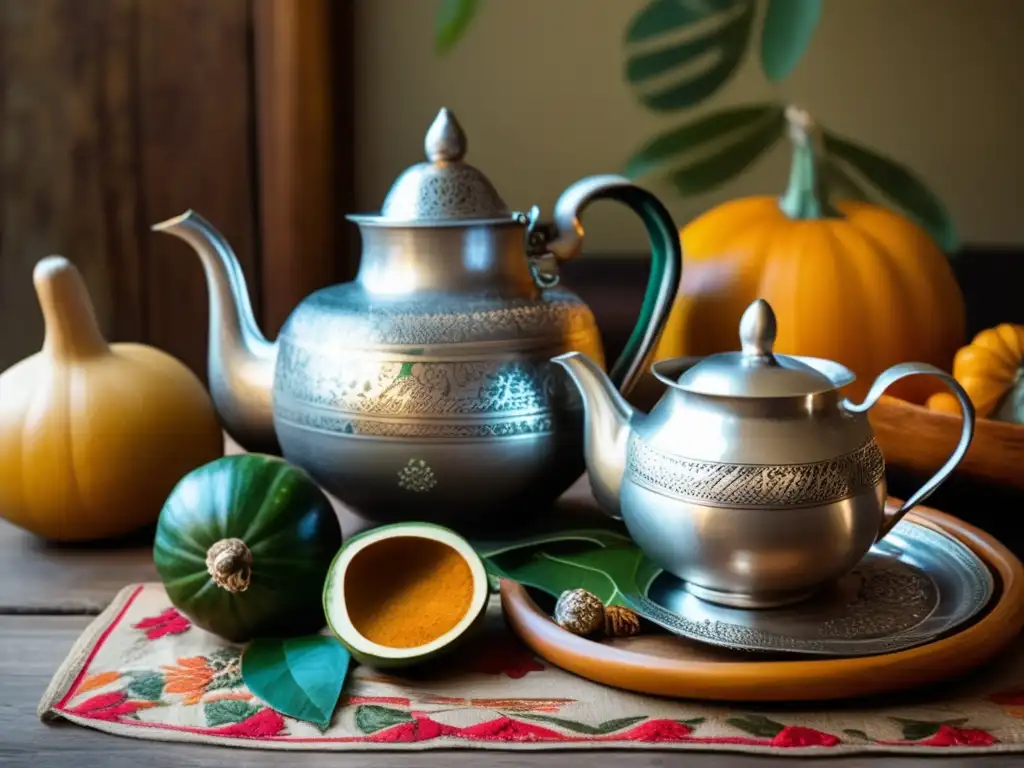 Maridaje perfecto: mate yerba tradicional, mesa de madera bien decorada con mate, dulces y salados