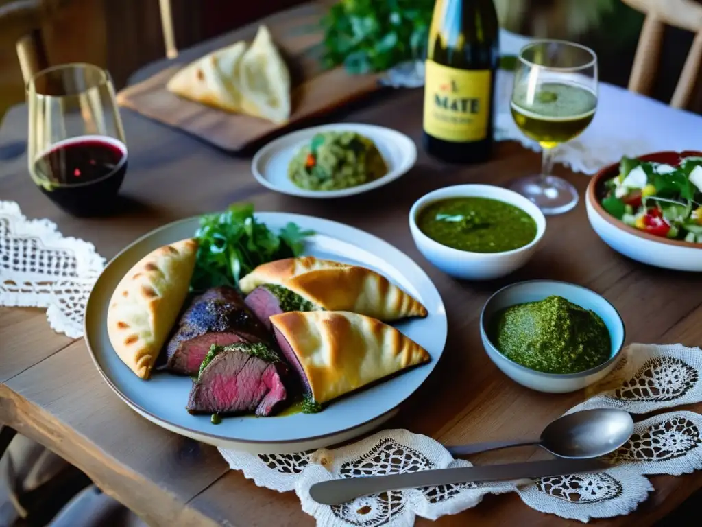 Maridaje vinos yerba mate cena con platos, ambiente y copas elegantes