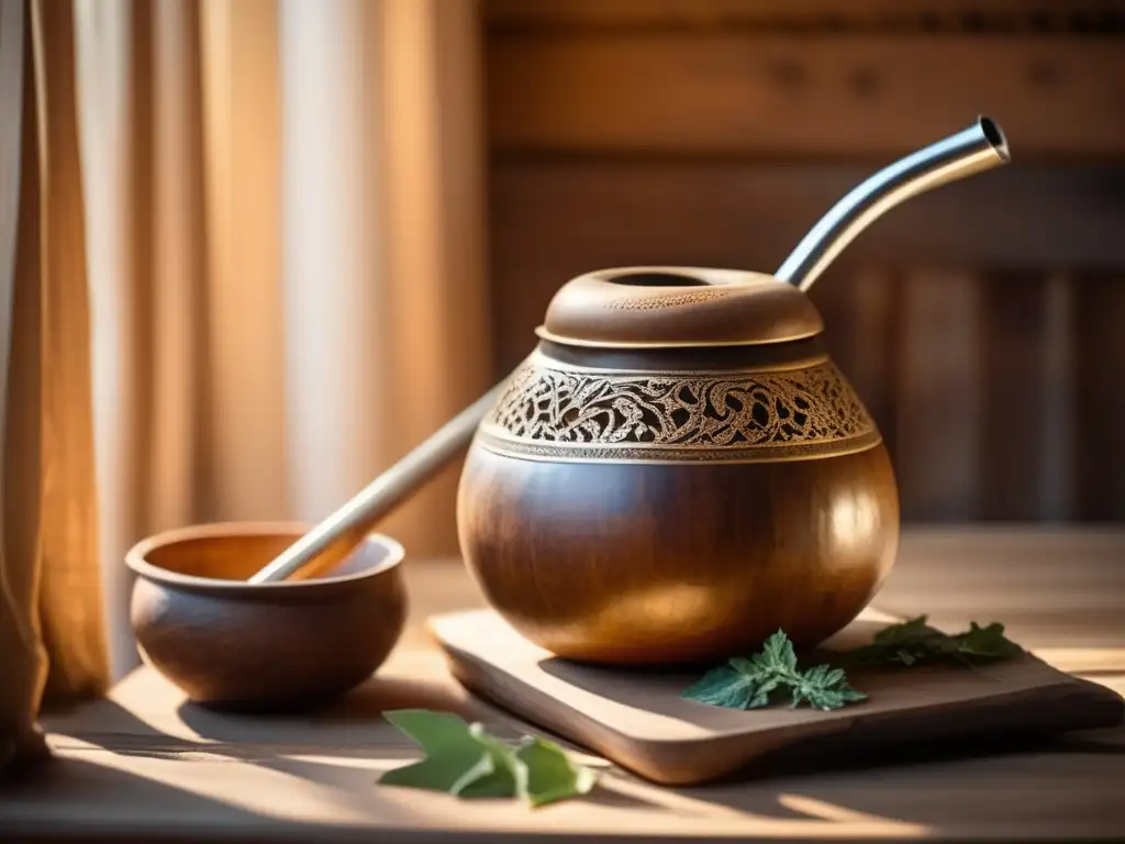 Tradicional mate yerba mate, gourd, bombilla, nostalgia Maridajes innovadores con mate y nostalgia en una imagen tradicional