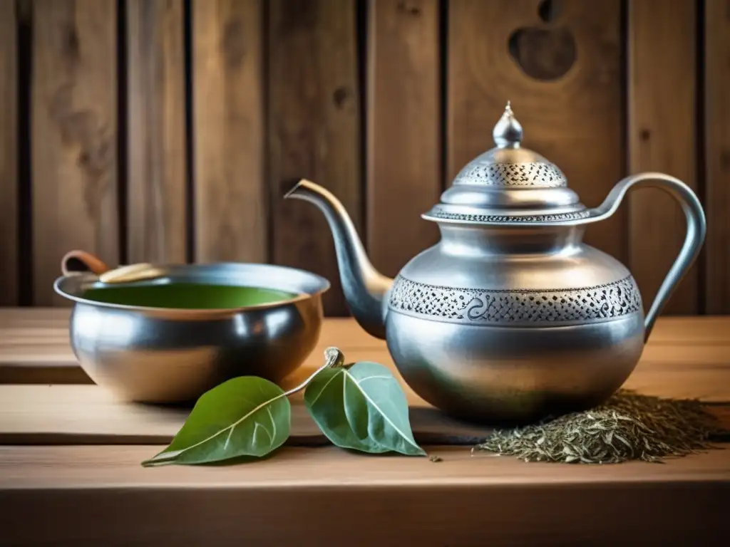 Mate gourd filled with yerba mate, adorned with silver details