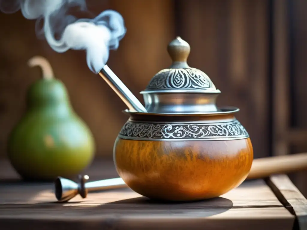 Gourd de mate amargo con bombilla de plata: Tradición y autenticidad del mate amargo