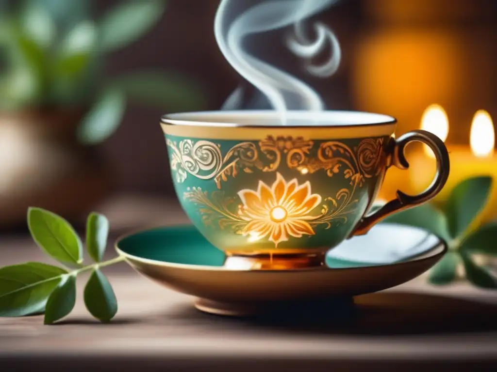 Vintage teacup with hot mate tea, yerba mate leaves, and mate during pregnancy: Benefits and precautions