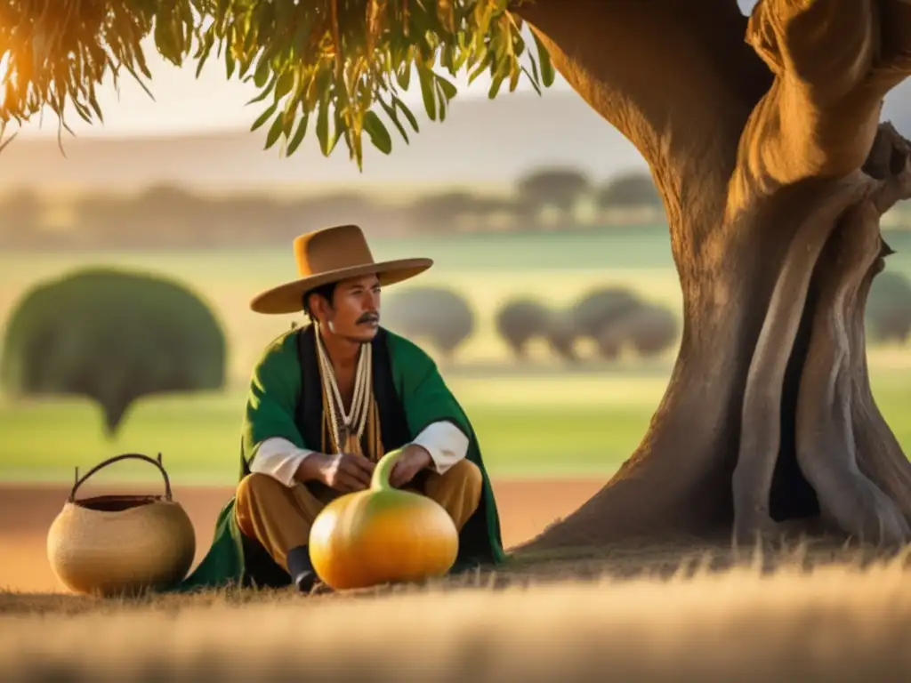 Gauchito disfrutando mate bajo el árbol - Efectos adversos del mate en la salud