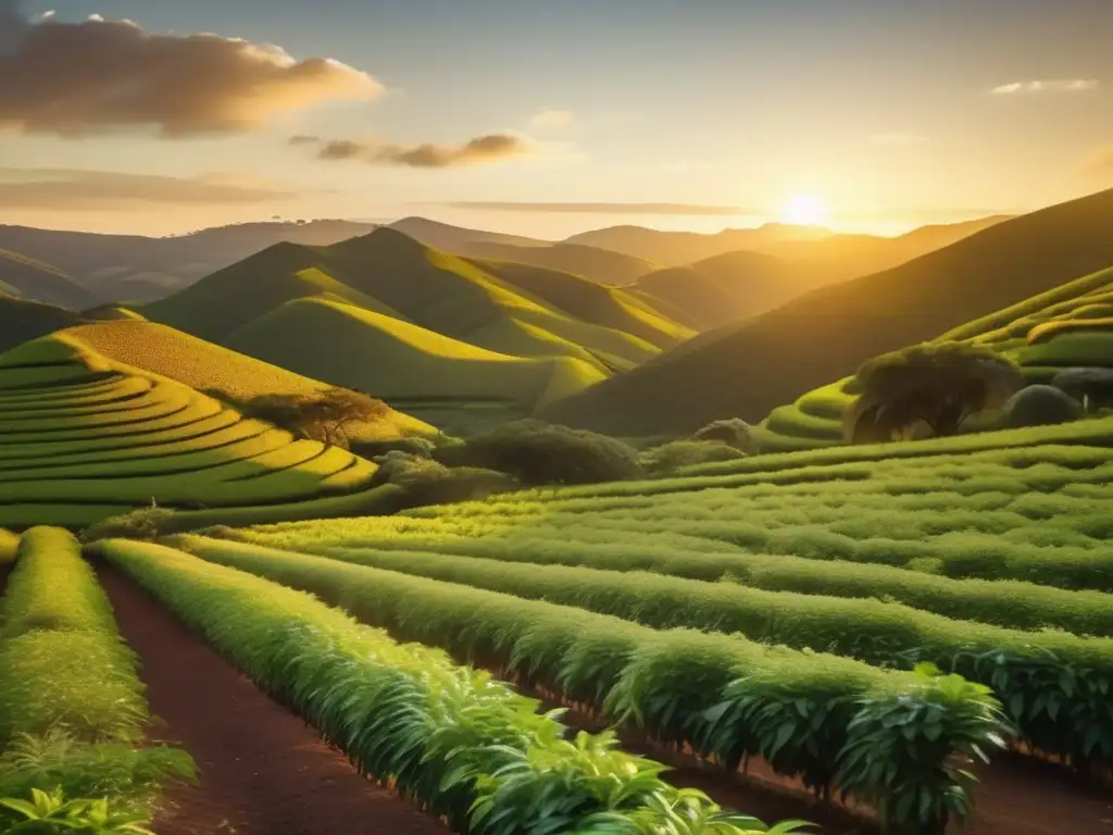 Plantación de yerba mate al atardecer: Técnicas de cultivo vanguardistas para mate gourmet