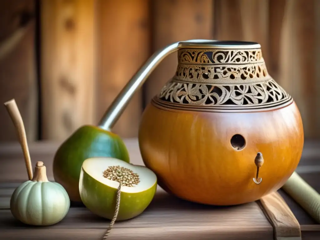 Tradición del mate en la región rioplatense con gourd y bombilla