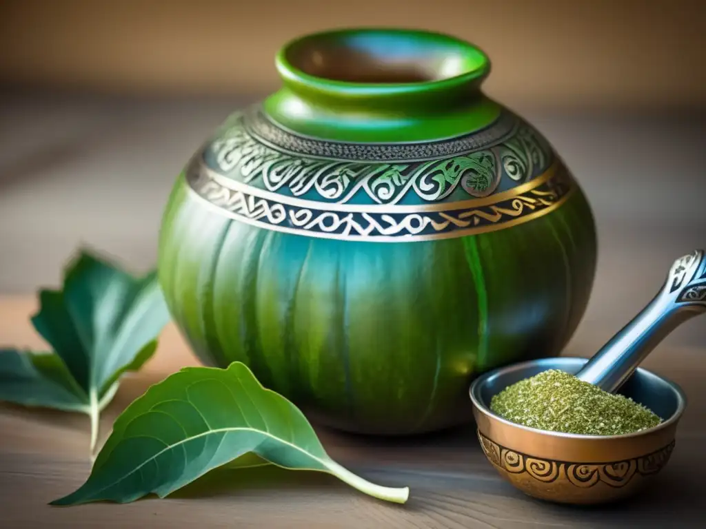 Tradición del mate en la región rioplatense con calabaza, bombilla, y yerba mate en una imagen vintage