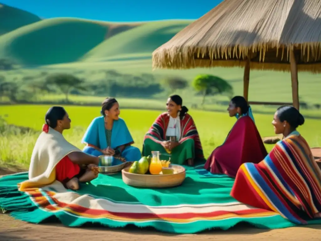 Tradición del mate en el Cono Sur: Amigos disfrutando de Tereré al aire libre, rodeados de naturaleza y cultura