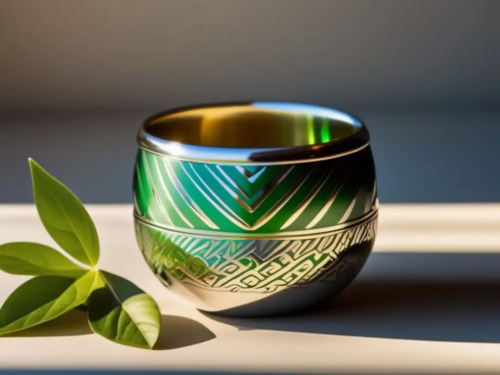 Mate de diseño tecnológico contemporáneo con yerba mate verde