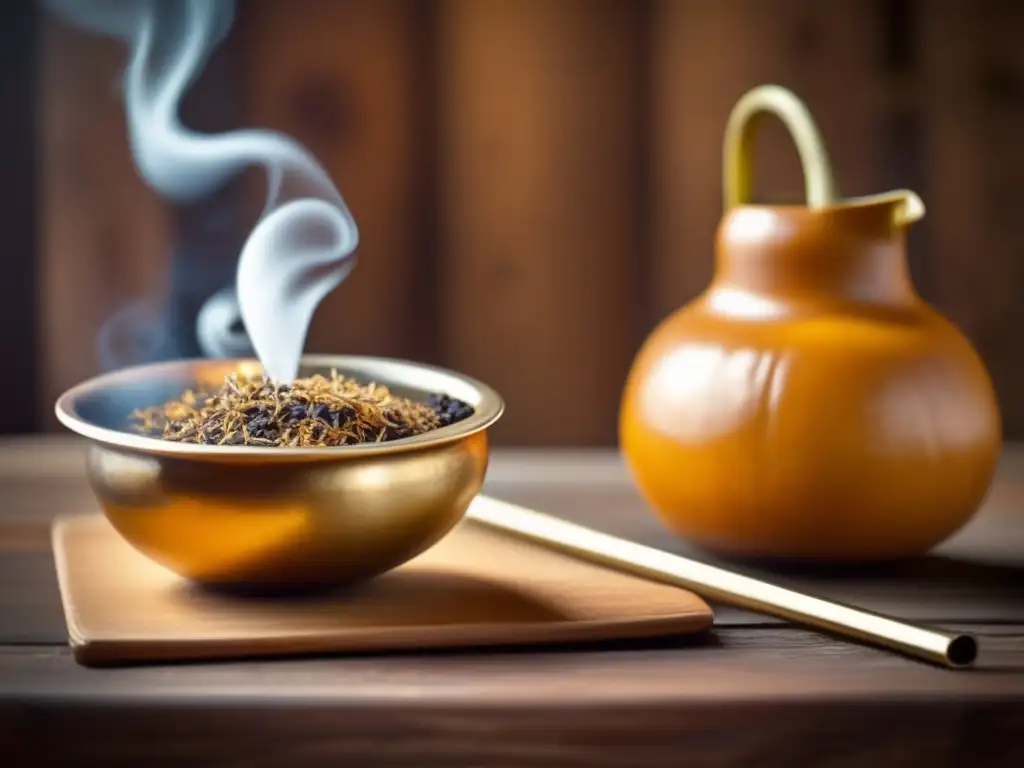 Mate gourd and bombilla with steaming tea - Efecto diurético del mate beneficios precauciones