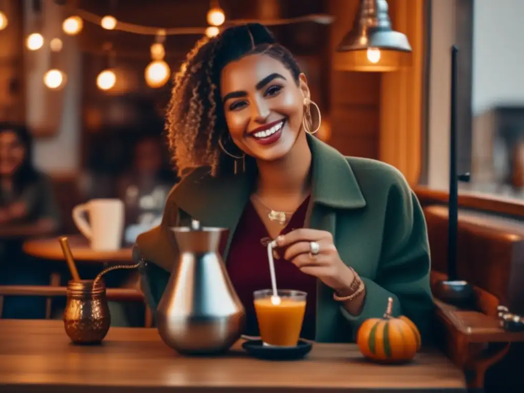 Influencer disfrutando mate y promoviendo estrategias de marketing de influencers en el mercado del mate