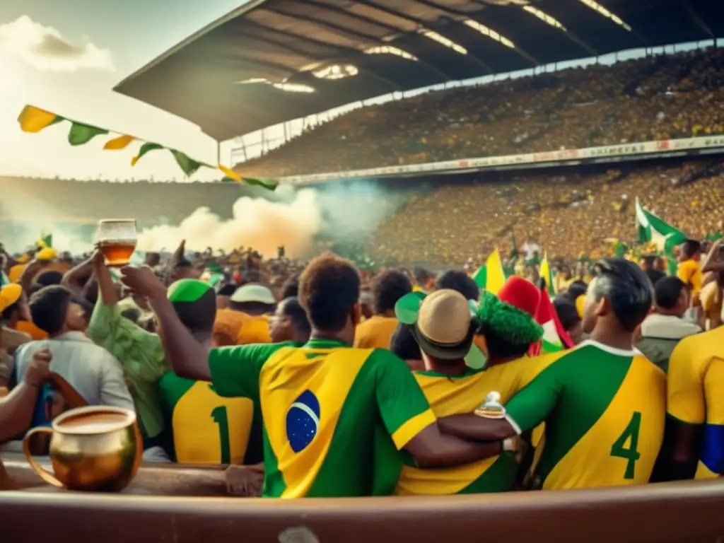 Tradición del mate en Brasil futbol: fans apasionados en estadio, mate y fútbol en conexión intensa