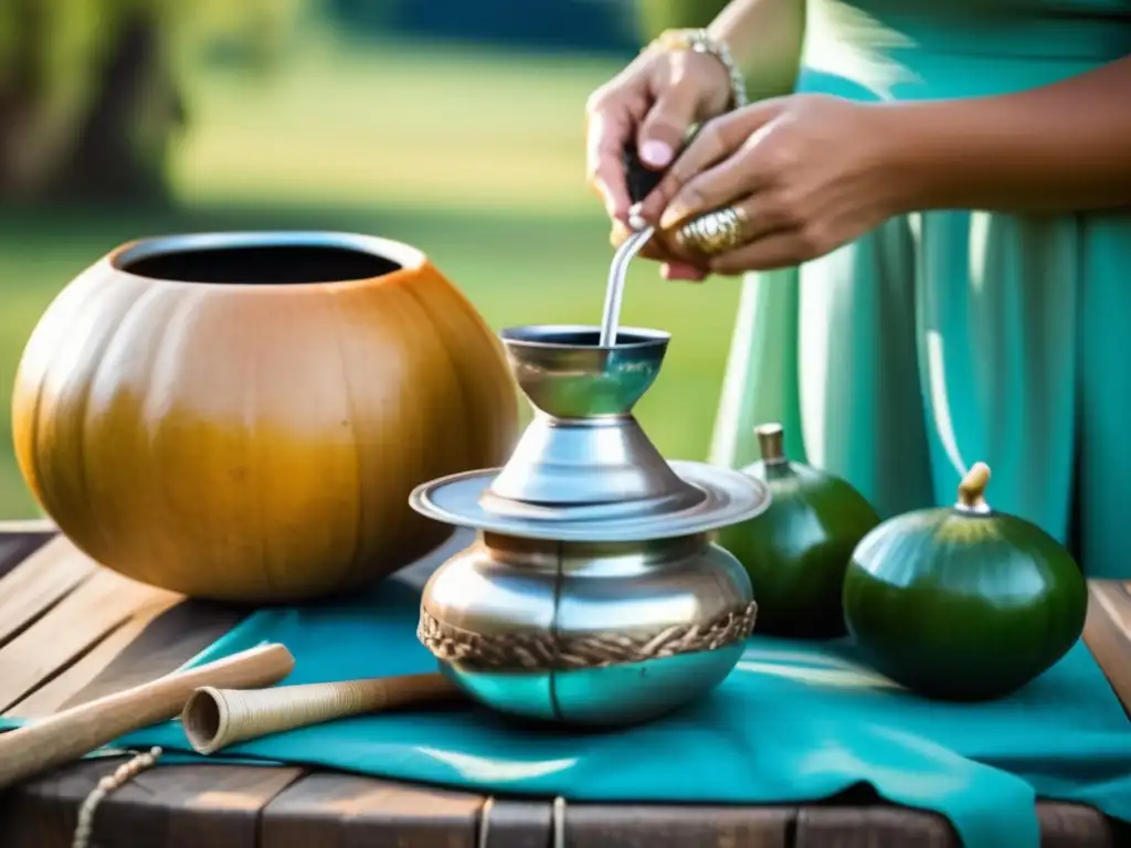 Tradición del mate en festividades: Ceremonia al aire libre con gourd, bombilla y camaradería