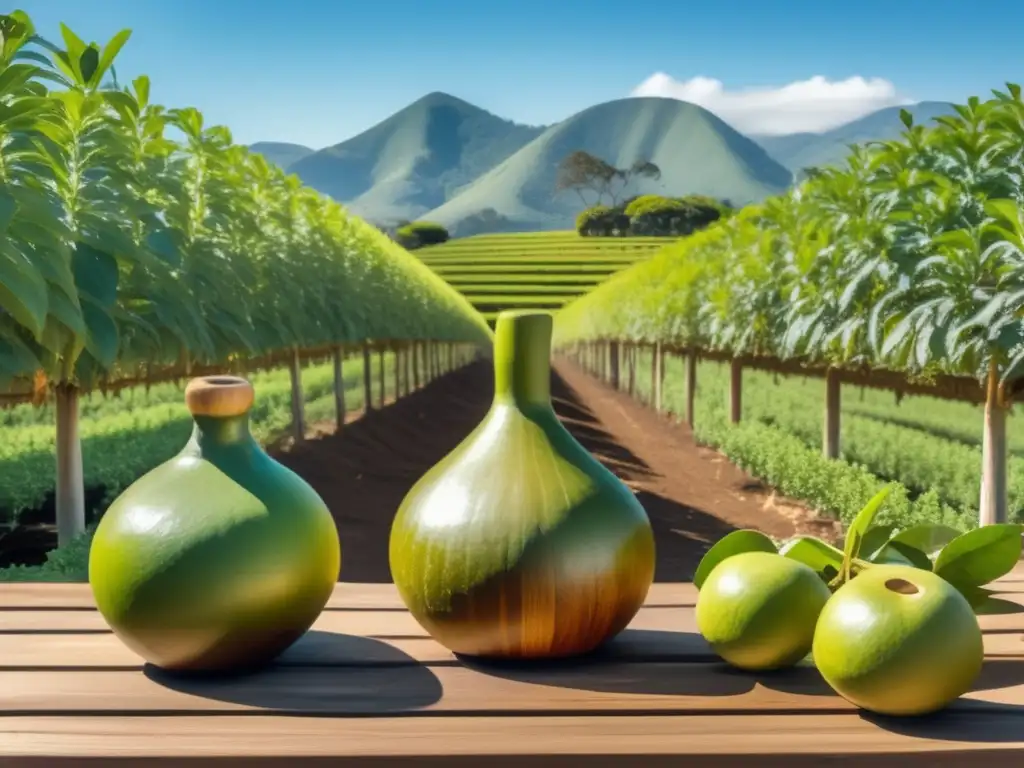 Plantación de yerba mate con gourd y herramientas vintage - Guía básica cultivo yerba mate