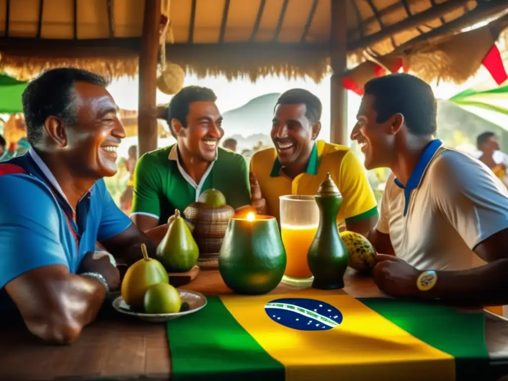 Tradición del mate en Brasil futbol: Pasión, camaradería y tradición en una imagen vintage