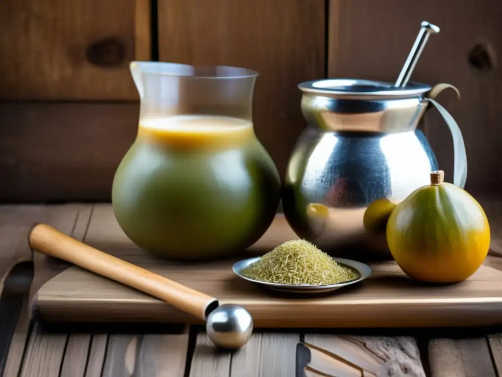 Preparando mate con leche perfecto en mesa rústica