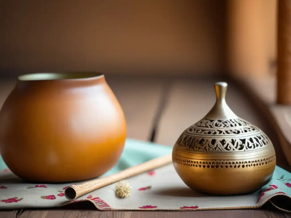 Un mate de madera y bombilla en una mesa rústica, evocando tradición y cultura del mate