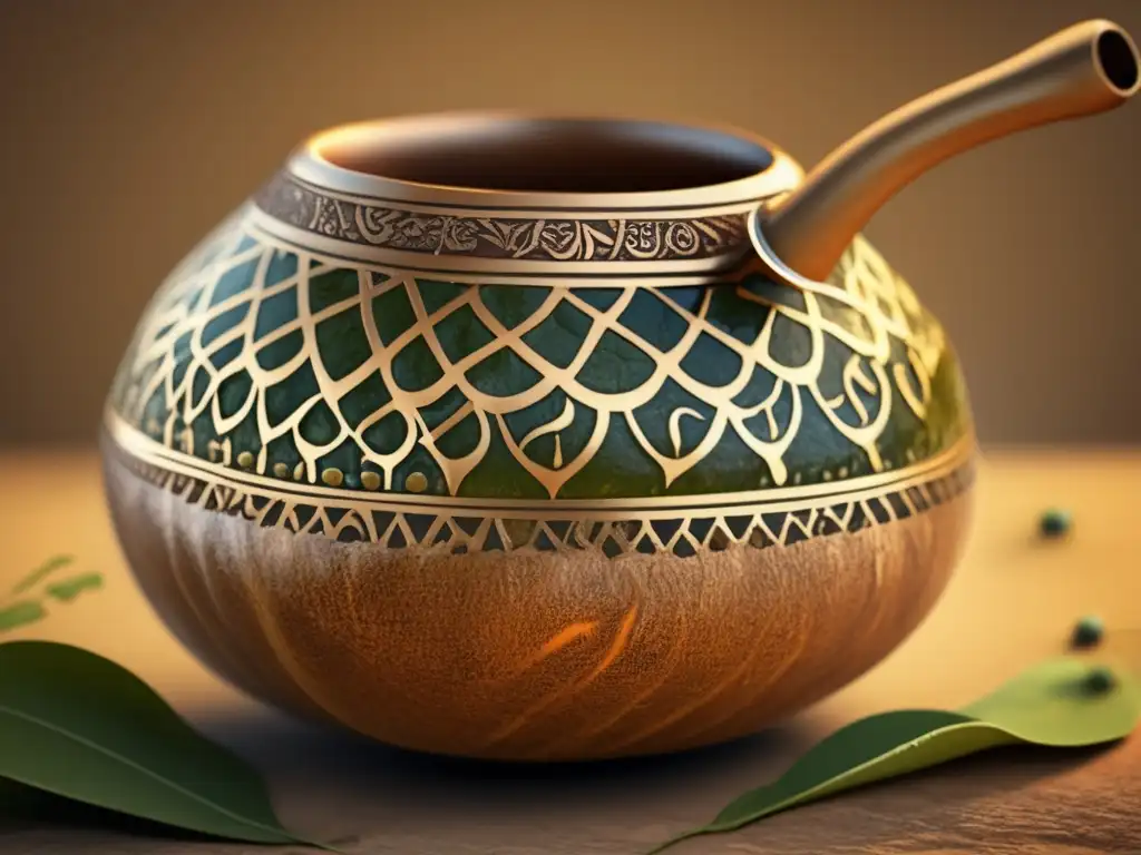 Tradición del mate en la región rioplatense: gourd vintage, yerba mate, bombilla, artesanía, calidez, herencia cultural