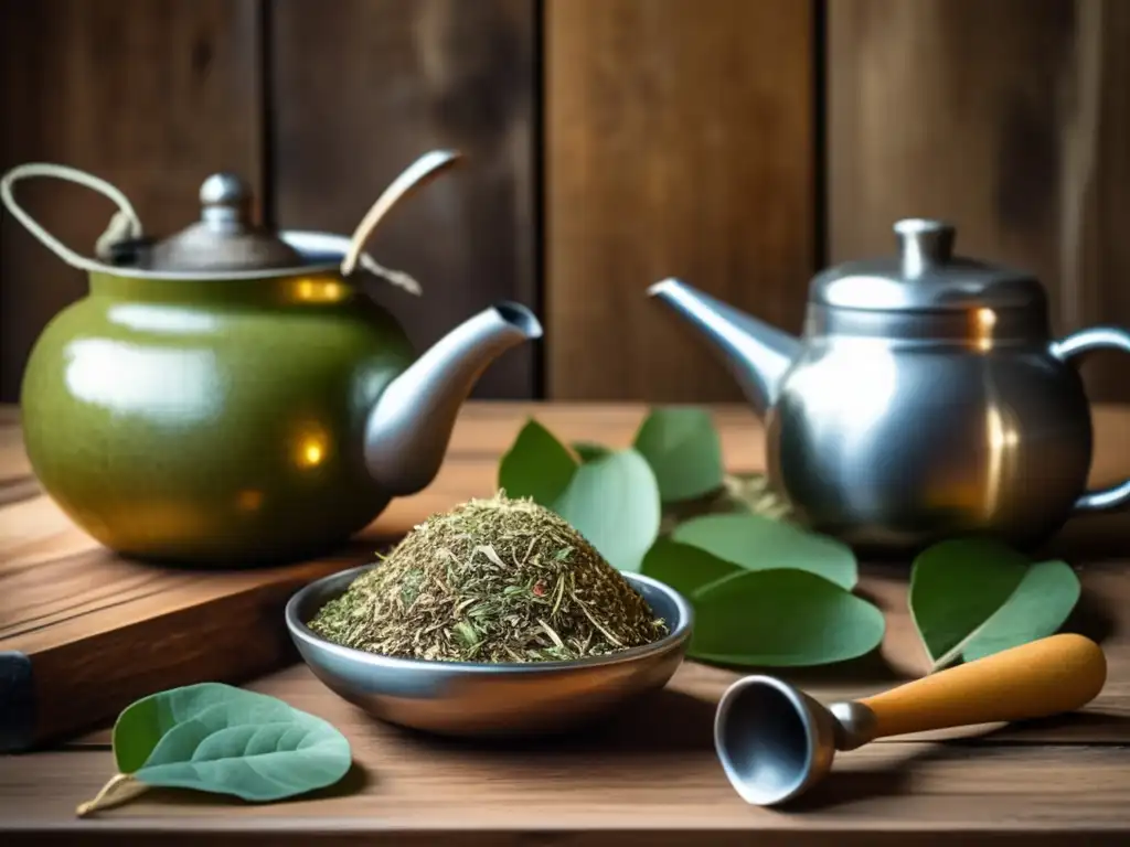 Tradición del mate en la región: imagen de mate vintage en mesa de madera rustic