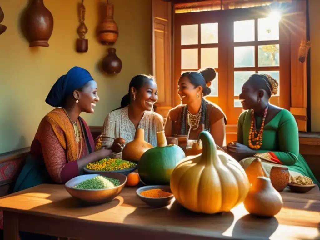 Tradición del mate en el mundo: grupo diverso disfrutando de mate y conversación en una mesa de madera