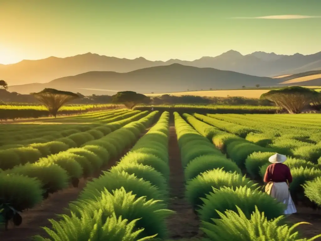 Plantación de mate orgánico en la campiña argentina