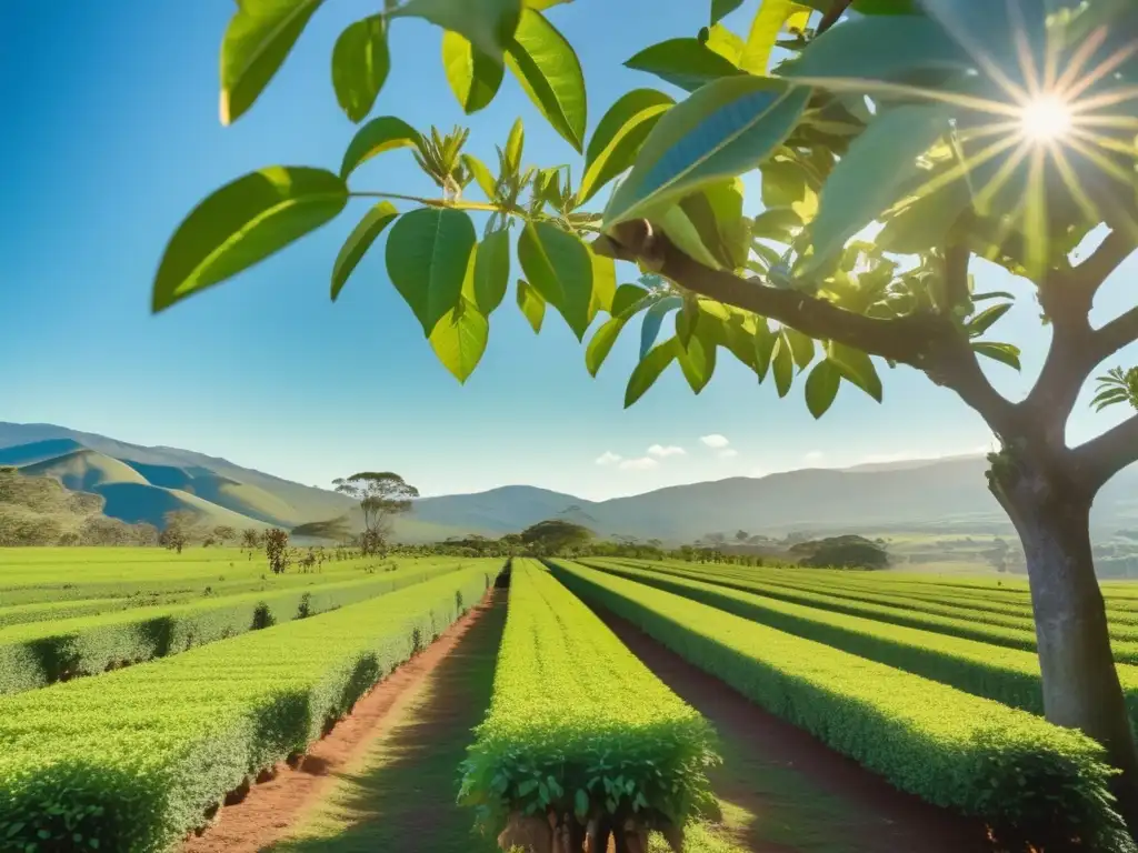 Plantación orgánica de yerba mate en paisaje pintoresco