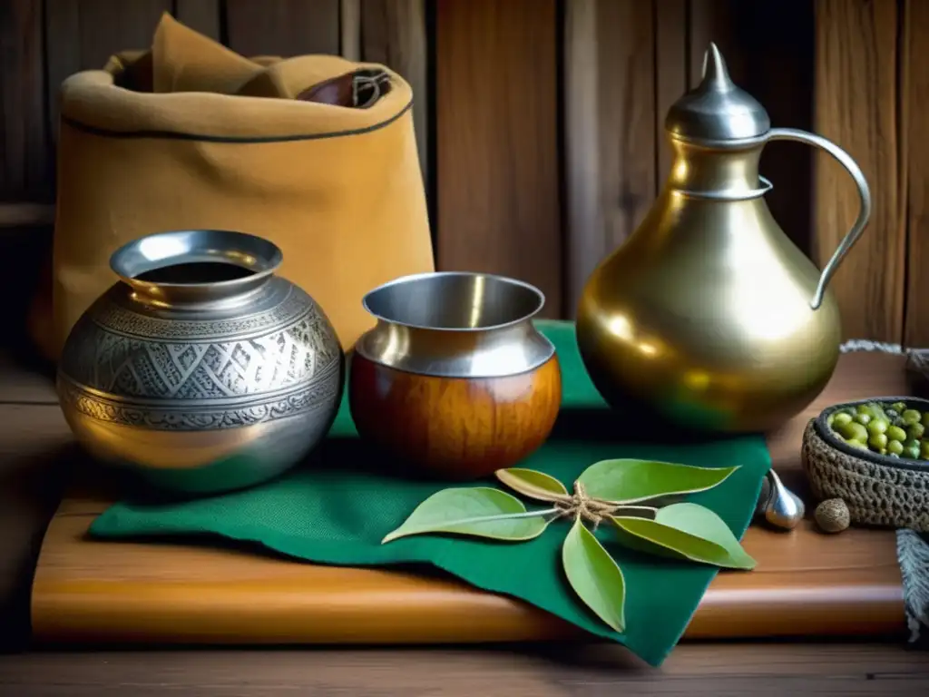 Ceremonia de mate en la Patagonia Tradición del mate en la Patagonia: ceremonia, mesa rústica, gourd, bombilla, yerba mate, termo, paisaje, cultura (110 caracteres)