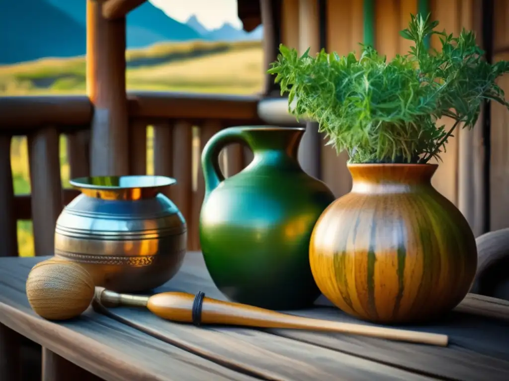 Tradición patagónica: mate y paisaje Tradición del mate en la Patagonia con paisaje y mate vintage