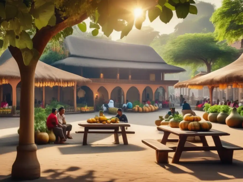 Tradición del mate en plazas y parques: Imagen vintage de una plaza pintoresca con vegetación exuberante y flores vibrantes