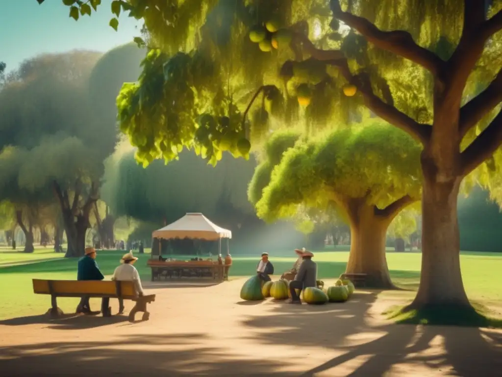 Tradición de mate en plazas y parques, escena vintage en el Rioplatense