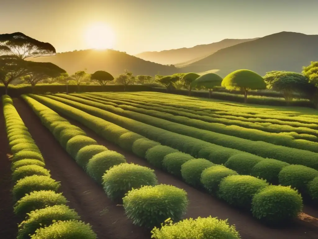 Plantación de yerba mate en plena floración, muestra la gestión de cultivos de yerba mate con técnica moderna y toque nostálgico