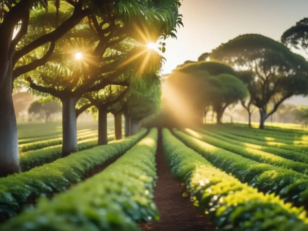 Plantación de yerba mate al amanecer: Proceso de cosecha y preparación de la yerba mate