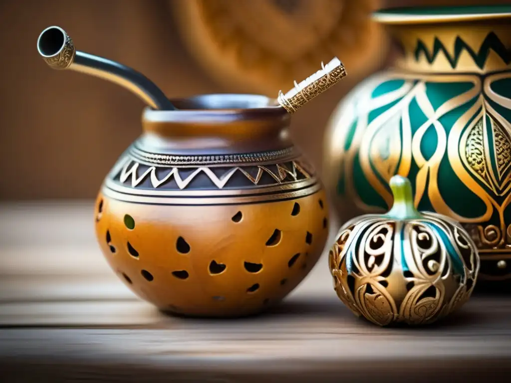 Mate gourd and bombilla showcasing intricate details and craftsmanship - Psicología del ritual del mate familiar