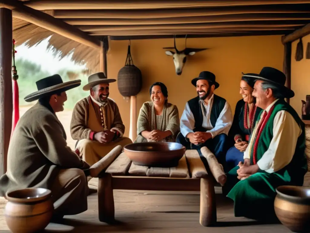 Tradición del mate en el Río de la Plata, ceremonia vintage en una acogedora habitación rústica con decoración tradicional